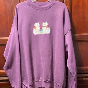 Gopher sport vintage plus size 3X Purple Sweatshirt with Cat Embroidery
